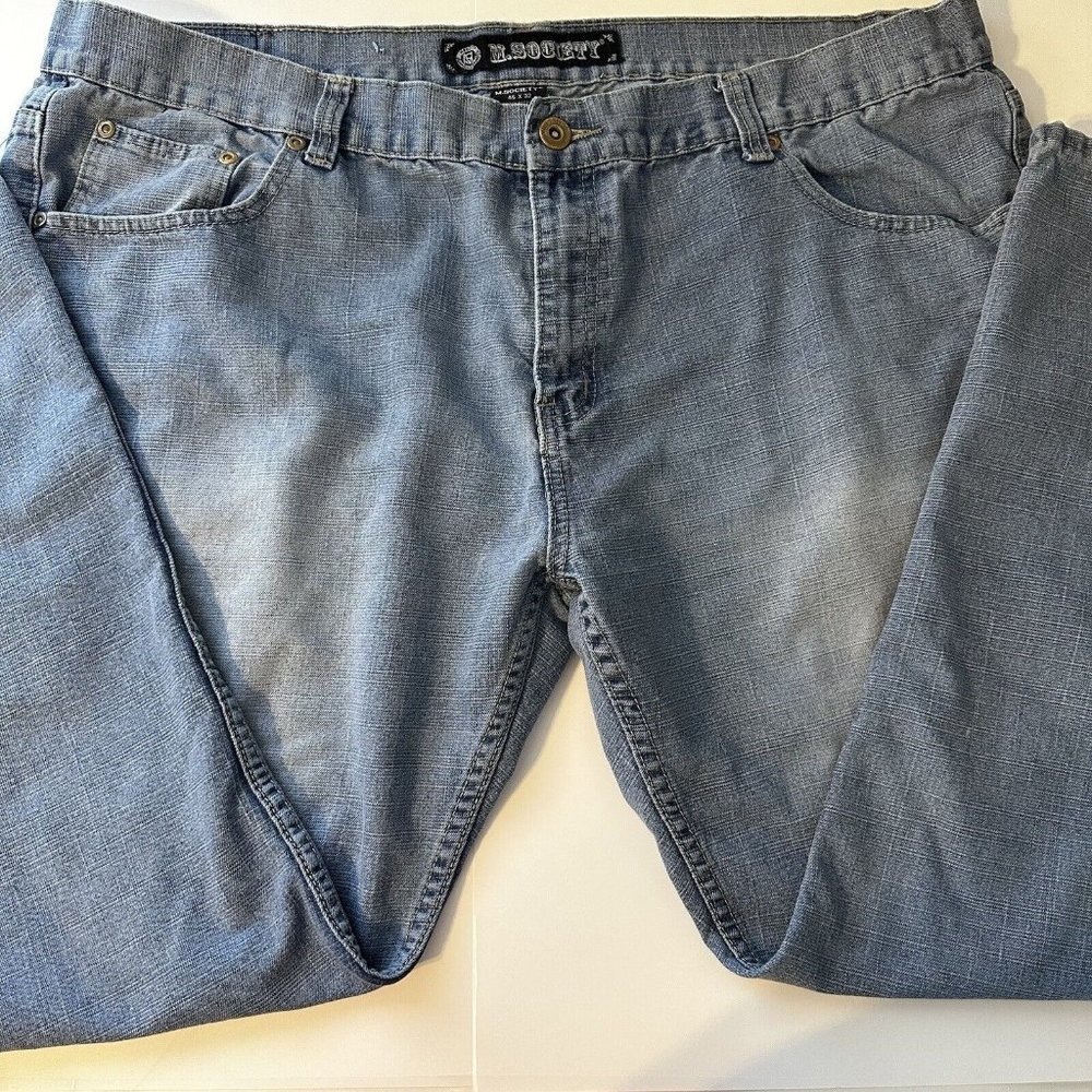 M. Society Mens Straight Leg Distressed Relaxed Fit Jeans 45 x 32